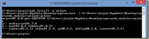 3 weinre Installing Weinre via npm